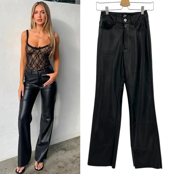 Tiger Mist Maxine Black Faux Leather Pants‎ Size XXS - Picture 1 of 12